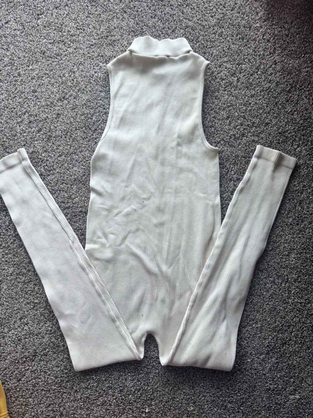 Zara Cream Ribbed Sleeveless Jumpsuit